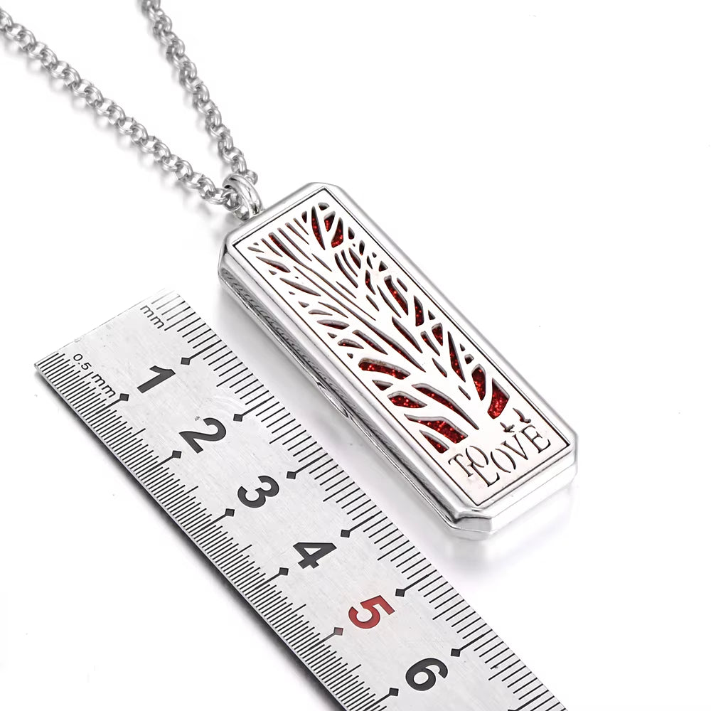 Aromatherapy Jewelry Essential Oil Diffuser Necklace Rectangle Vintage Flower Aroma Diffuser Necklace Pendant Locket Necklaces