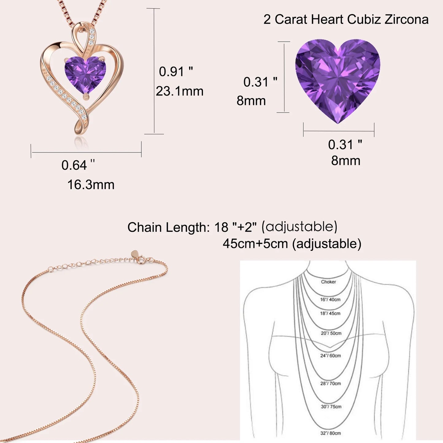 Heart Necklace for Women Sterling Silver 925 Jewelry Gift for Her