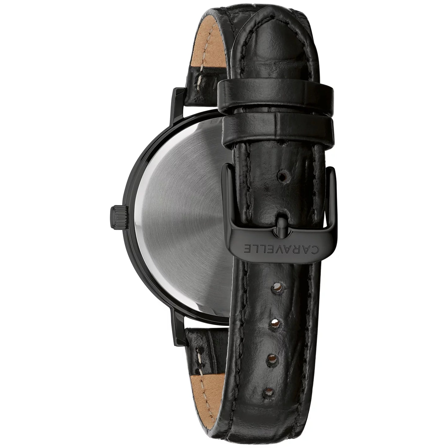 by Men'S Black Leather Strap Watch 45A148