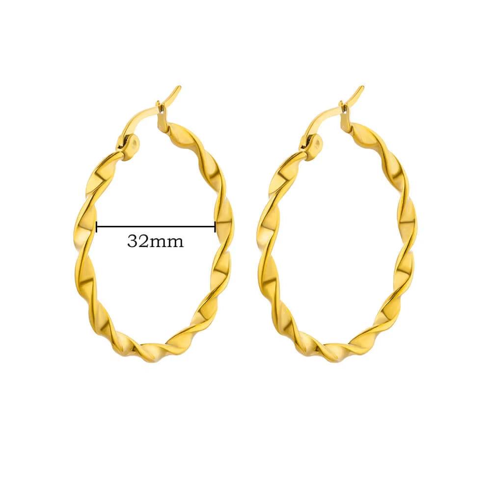 U Shape Hoop Earrings for Women Smooth Gold Color Stainless Steel Earrings Female Classic Statement Wedding Ear Jewelry Aretes