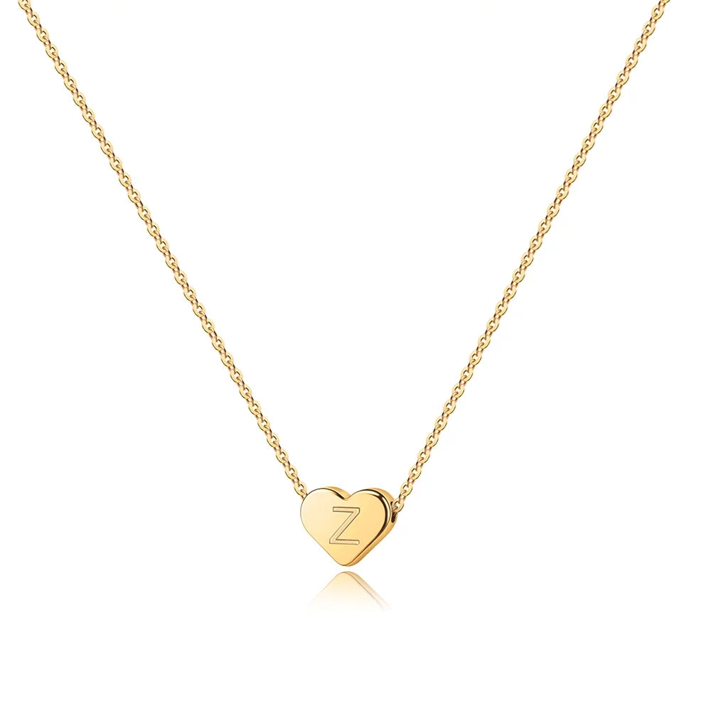 Dainty Heart Initial Necklace for Women