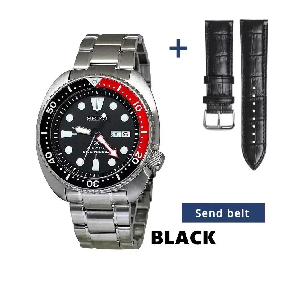 Men'S PADI SRPE99 Water Ghost Automatic Mechanical Watch Diving Watch Silver Strap Blue Red Bezel Wrist Watch