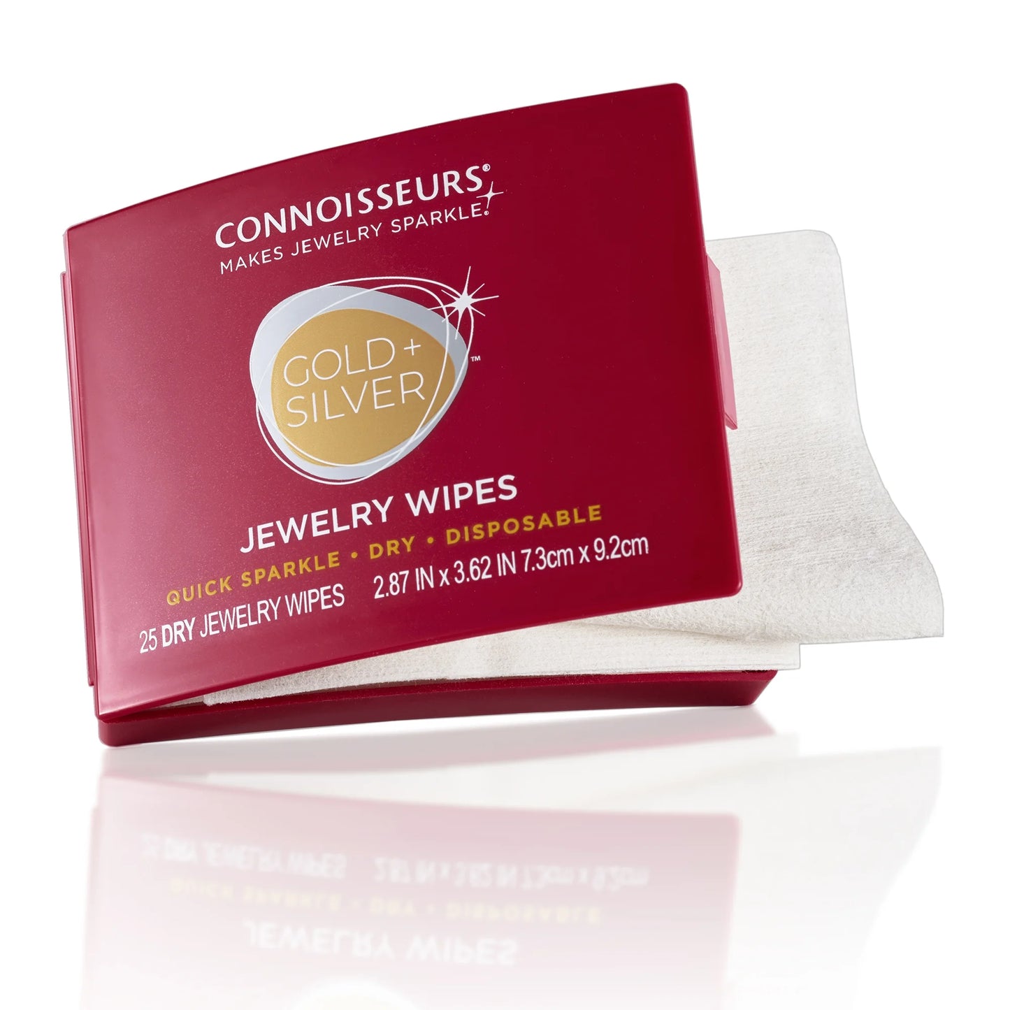 Gold & Silver Jewelry Cleaning Wipes, Red Compact, 25Ct Dry Disposable Wipes Clean and Polish Gold and Silver Jewelry