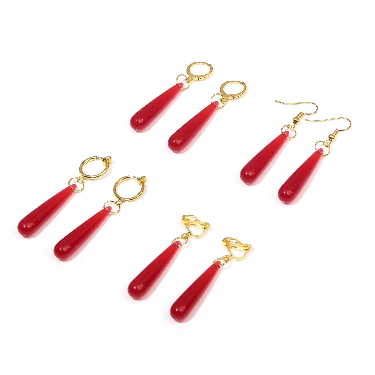 Anime Frieren: beyond Journey'S End Red Earrings Frieren at the Funeral Frieren Stud Earrings Pendant Frieren Elf Cosplay Gift