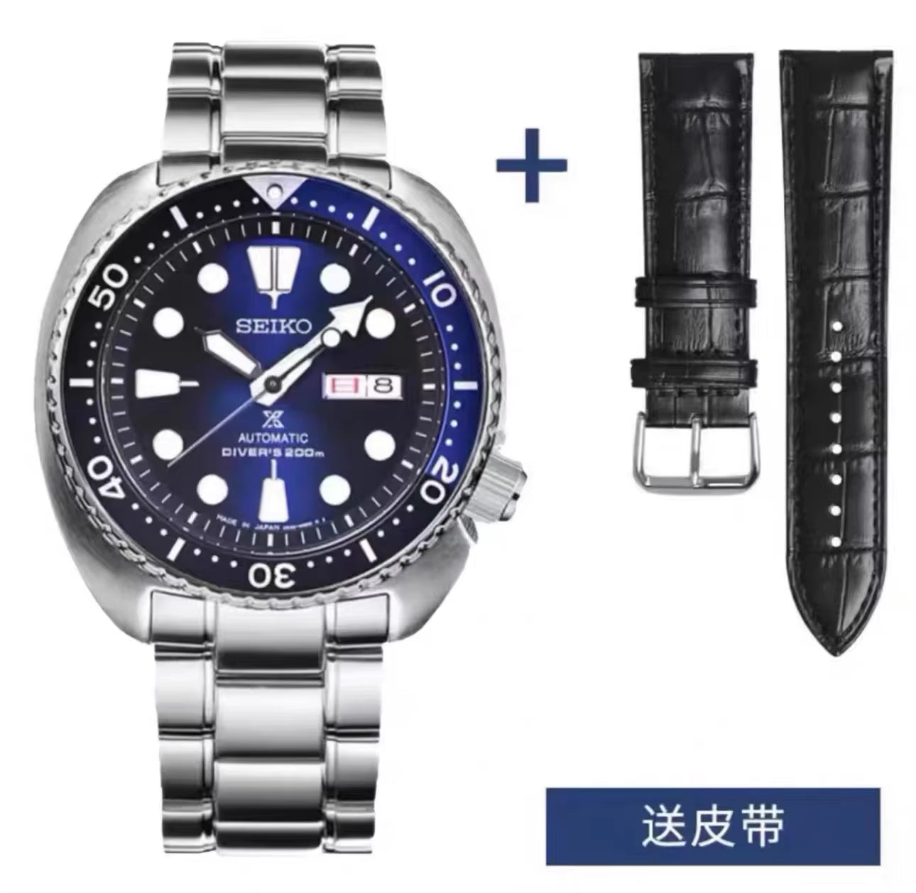 Men'S PADI SRPE99 Water Ghost Automatic Mechanical Watch Diving Watch Silver Strap Blue Red Bezel Wrist Watch