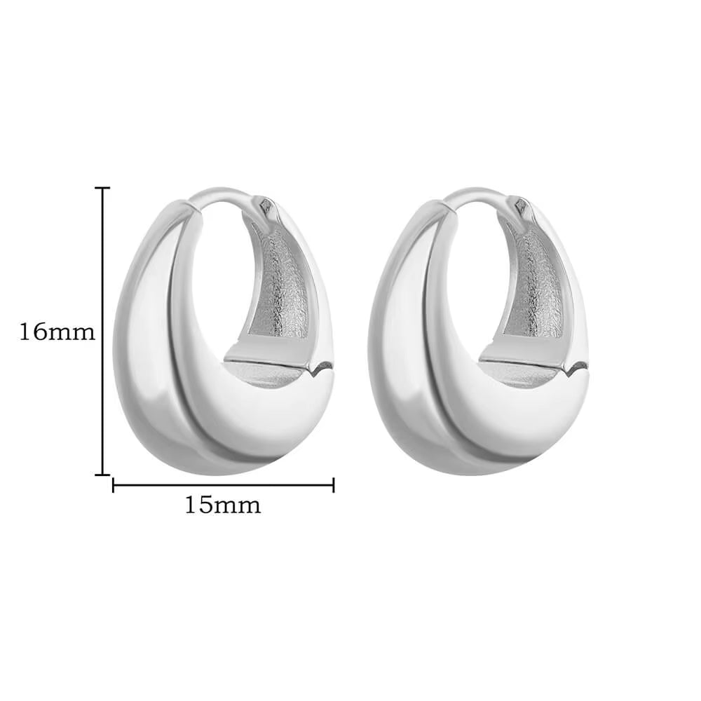 U Shape Hoop Earrings for Women Smooth Gold Color Stainless Steel Earrings Female Classic Statement Wedding Ear Jewelry Aretes