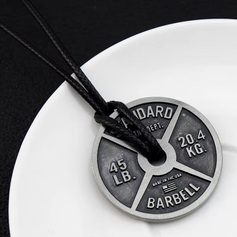 Vintage Punk Weightlifting Plates Barbell Dumbbell Pendant Necklace Fashion Trend Men Fitness Gym Sports Jewelry Gift