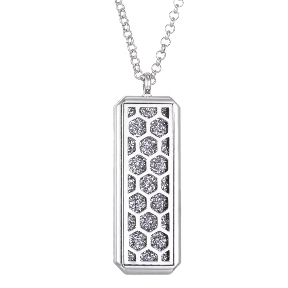 Aromatherapy Jewelry Essential Oil Diffuser Necklace Rectangle Vintage Flower Aroma Diffuser Necklace Pendant Locket Necklaces