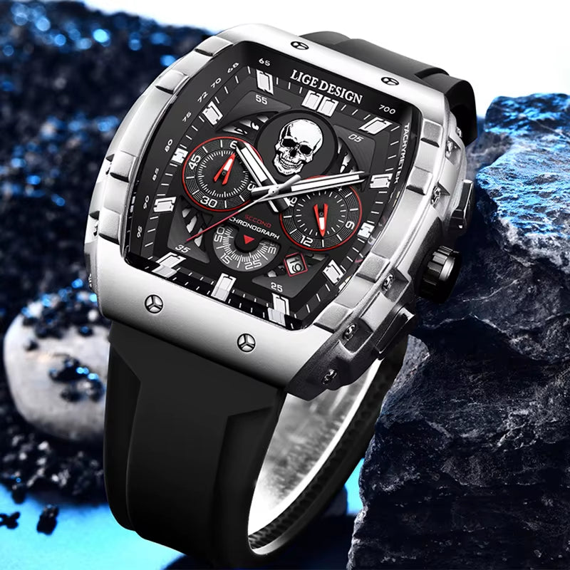 Top Brand Luxury Men Wristwatch Chronograph Waterproof Luminous Date Men Watches Silicone Strap Quartz Relogio Masculino